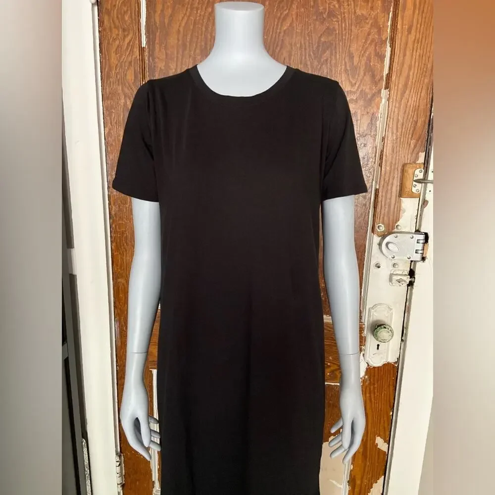 JCREW Black Short Sleeve Midi T-Shirt Dress sz XS